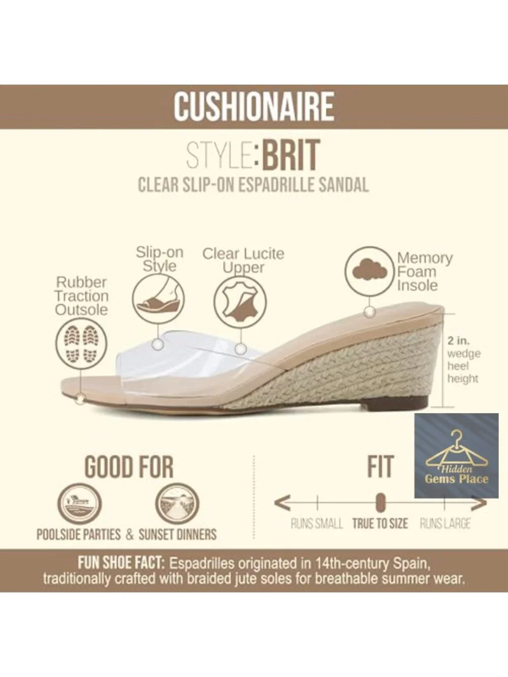 Clear Wedge Sandals with Memory Foam Comfort
